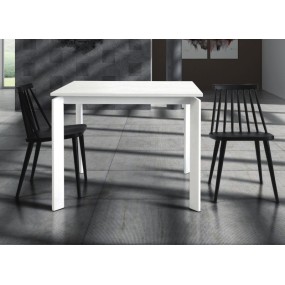 Extendable ash laminate table with metal structure and legs