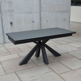 Table Morgana plateau verre céramique finition pierre noire 02